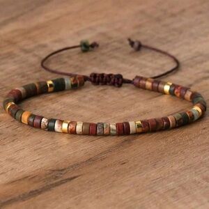 Natural Stone Beads Woven Bracelet Adjustable Rope Bracelet